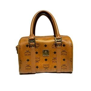 MCM Boston Leather Satchel in Visetos Original